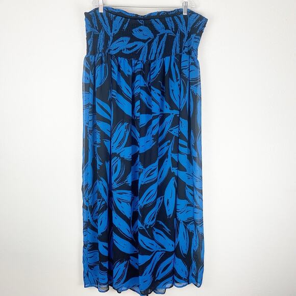 Lane Bryant Dress Womens 26/28 Maxi Strapless Spring Summer Smocked Flowy Long - Picture 4 of 11